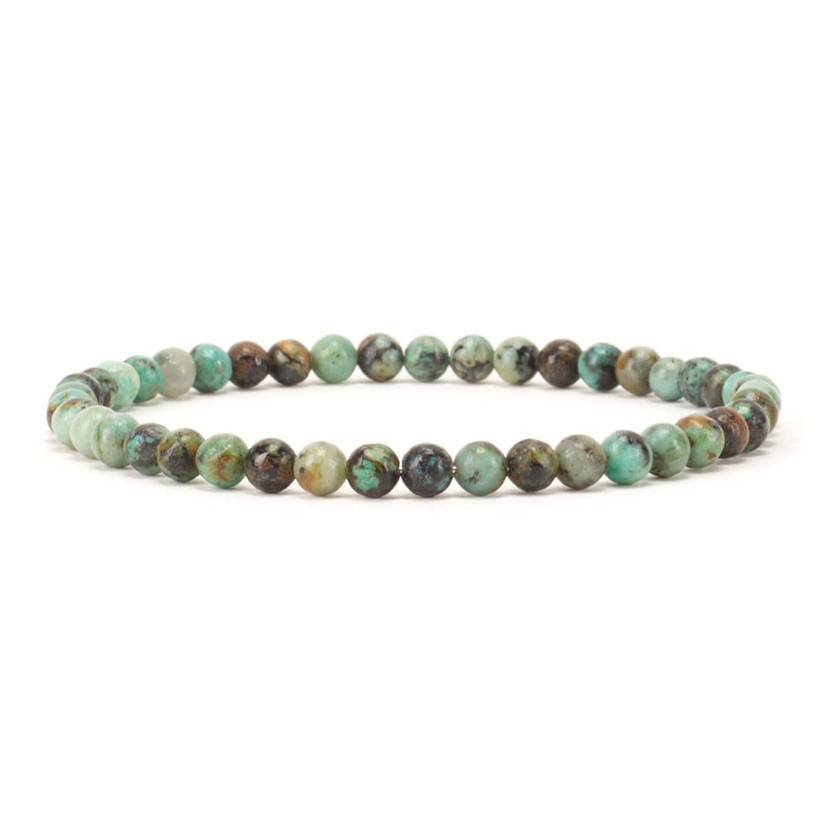 Cherry Tree Collection - Small, Medium, Large Sizes - Gemstone Beaded Bracelets For Women and Men - 4mm Round Beads (African Turquoise, Medium)
