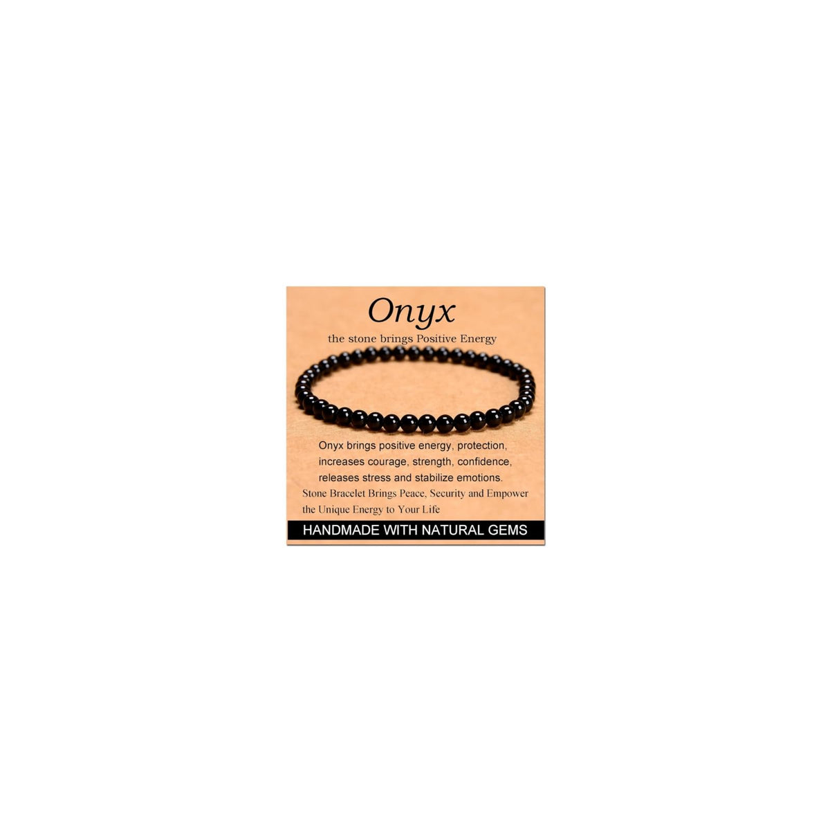 CHELYQST Black Onyx Bracelet - Stone of Positive Energy,Stretch Natural Stone Crystal Beads Jewelry Gifts for Women Men Unisex Adult,4mm