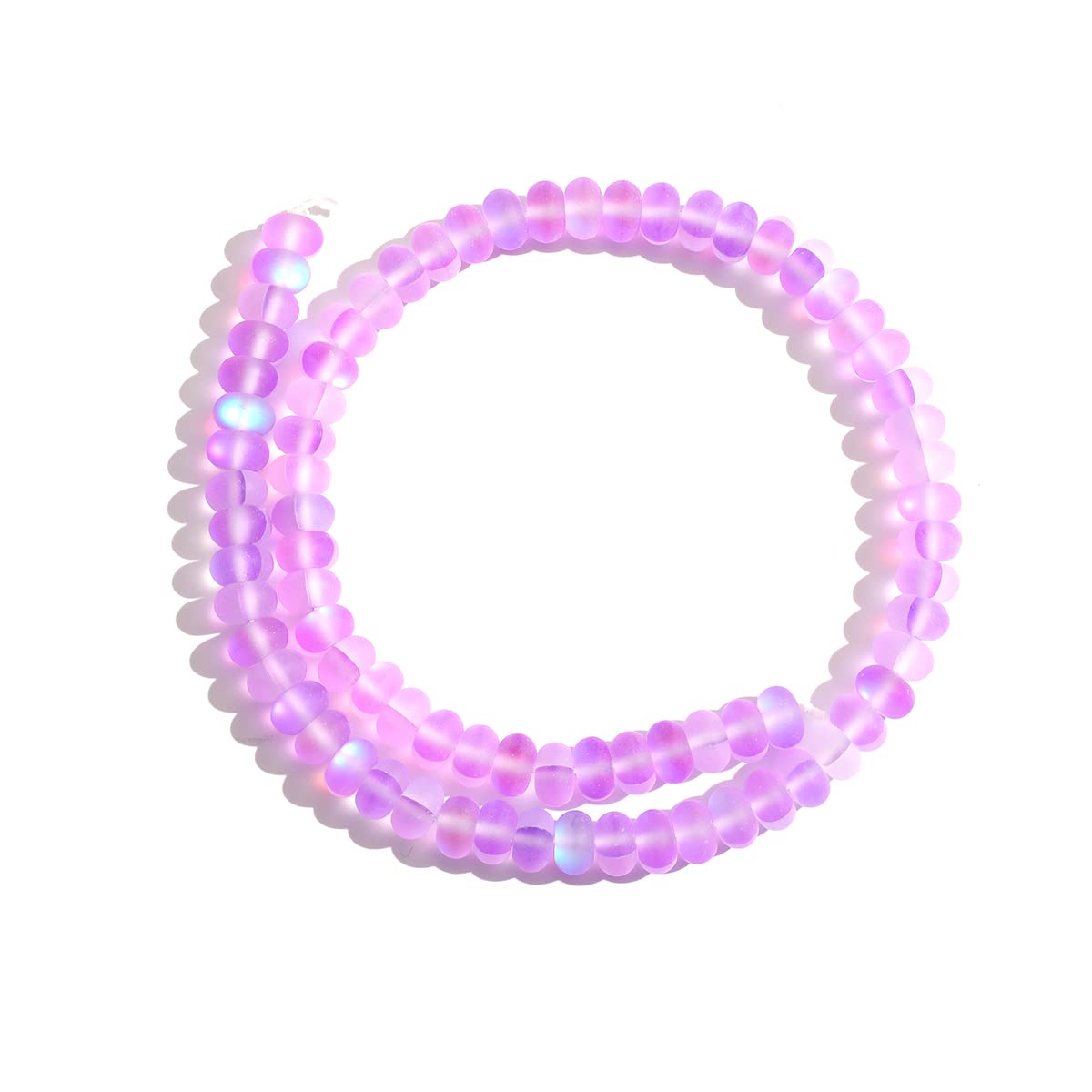 4×6mm Purple Matte Aurora Crystal Glass Beads Loose Rondelle Disc Beads Frosted Moonstone for Jewelry Making