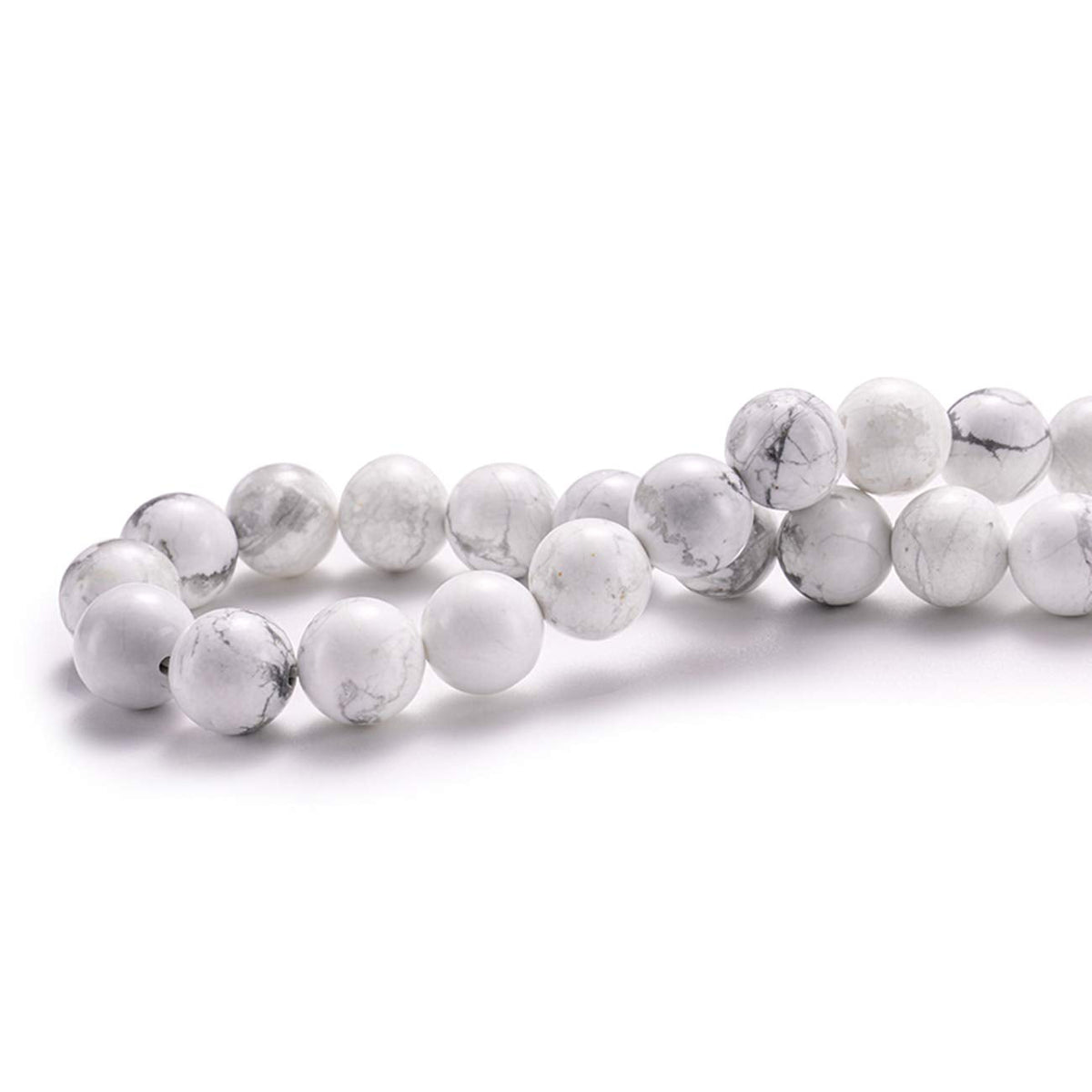 BEADIA Natural White Howlite Stone Round Loose Semi Gemstone Beads for Jewelry Making 8MM 44PCS