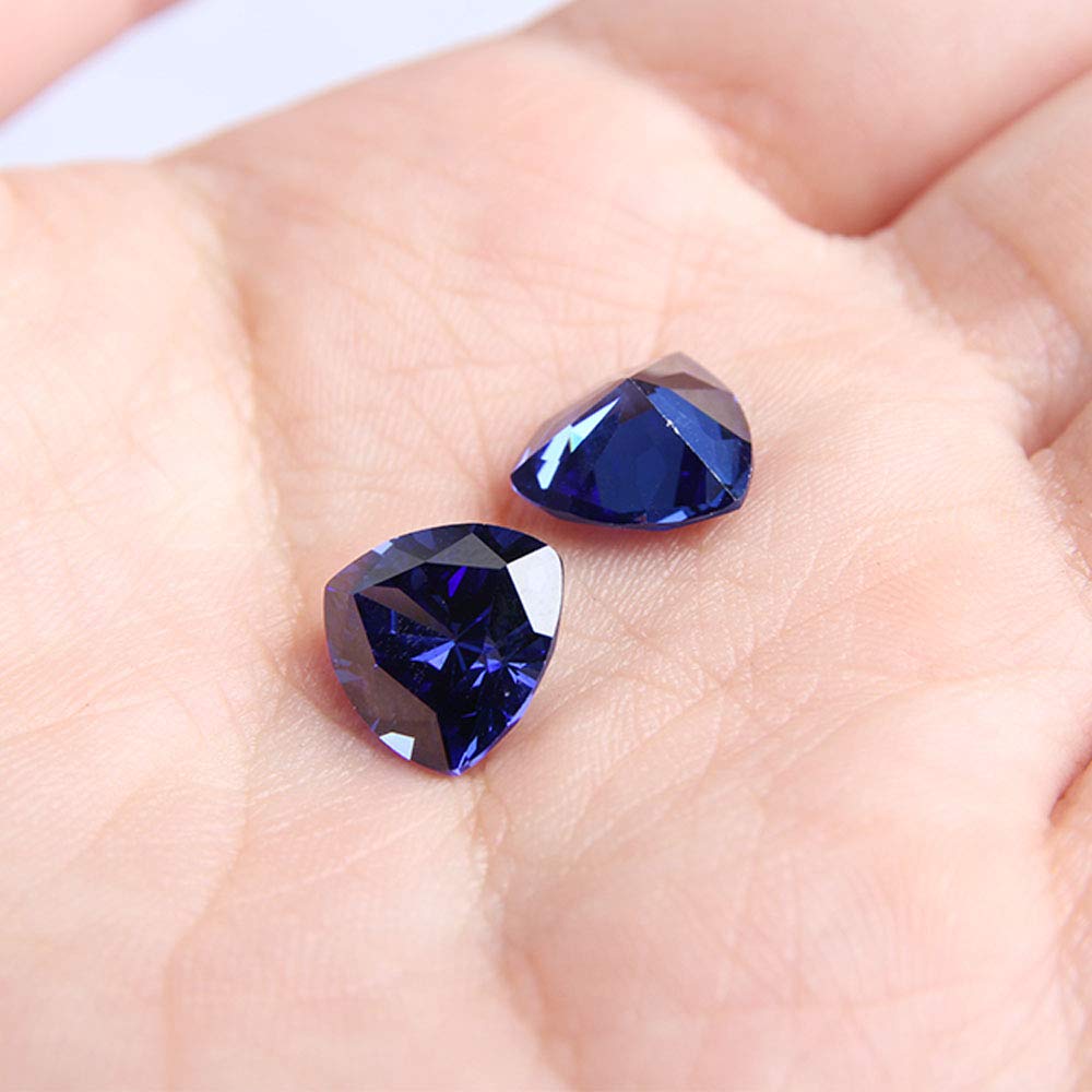 Wixine 2Pcs Beautiful Blue Tanzanite 10mm Stunning Trillion Cut Loose Gemstone