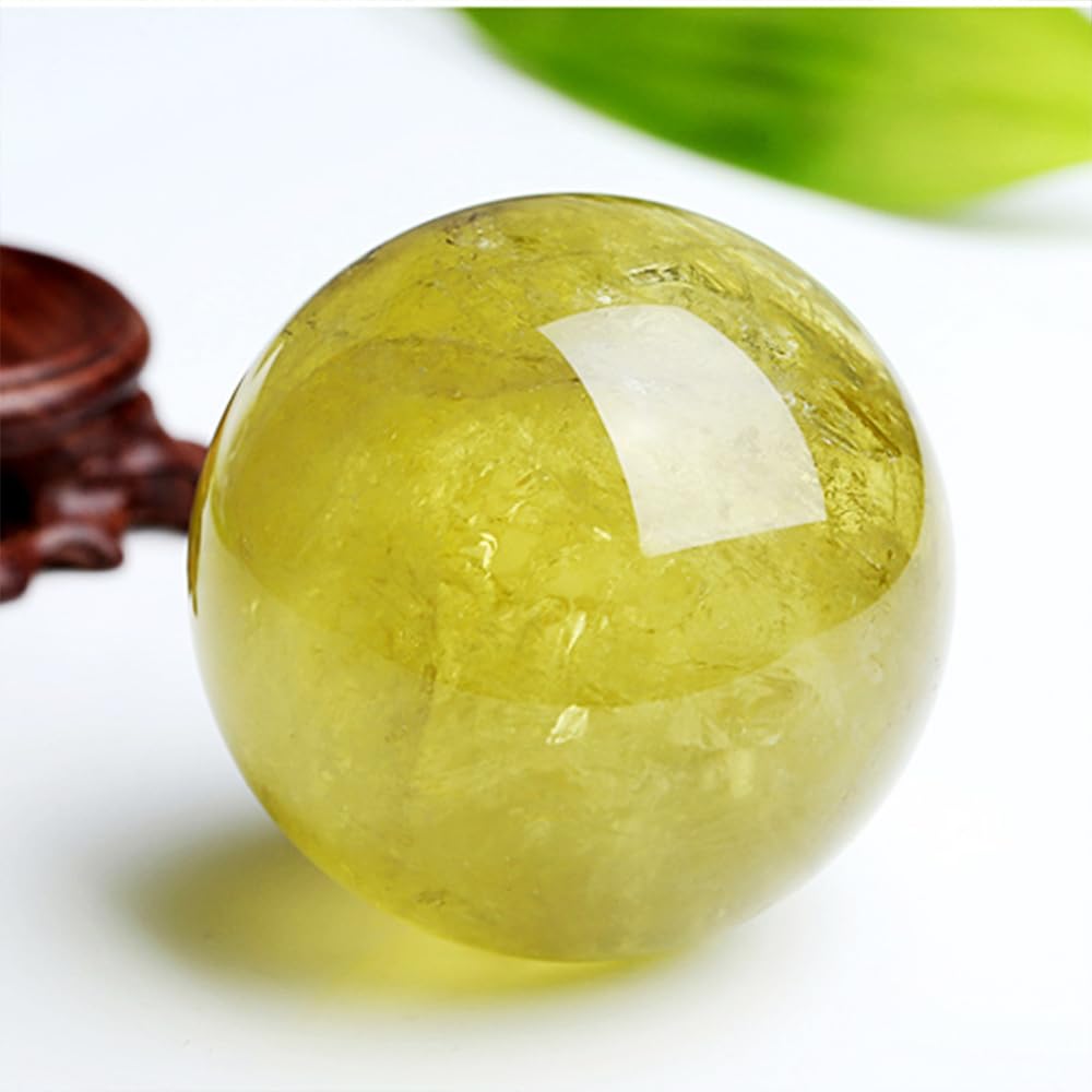 AierCrystal 6-7cm/2.36-2.75inch Citrine Ball Polished Natural Yellow Crystal Sphere Decorative Sphere Healing Crystals Ball Healing Stone Crafts Home Decor Ornament Gifts (Citrine 60-70mm)