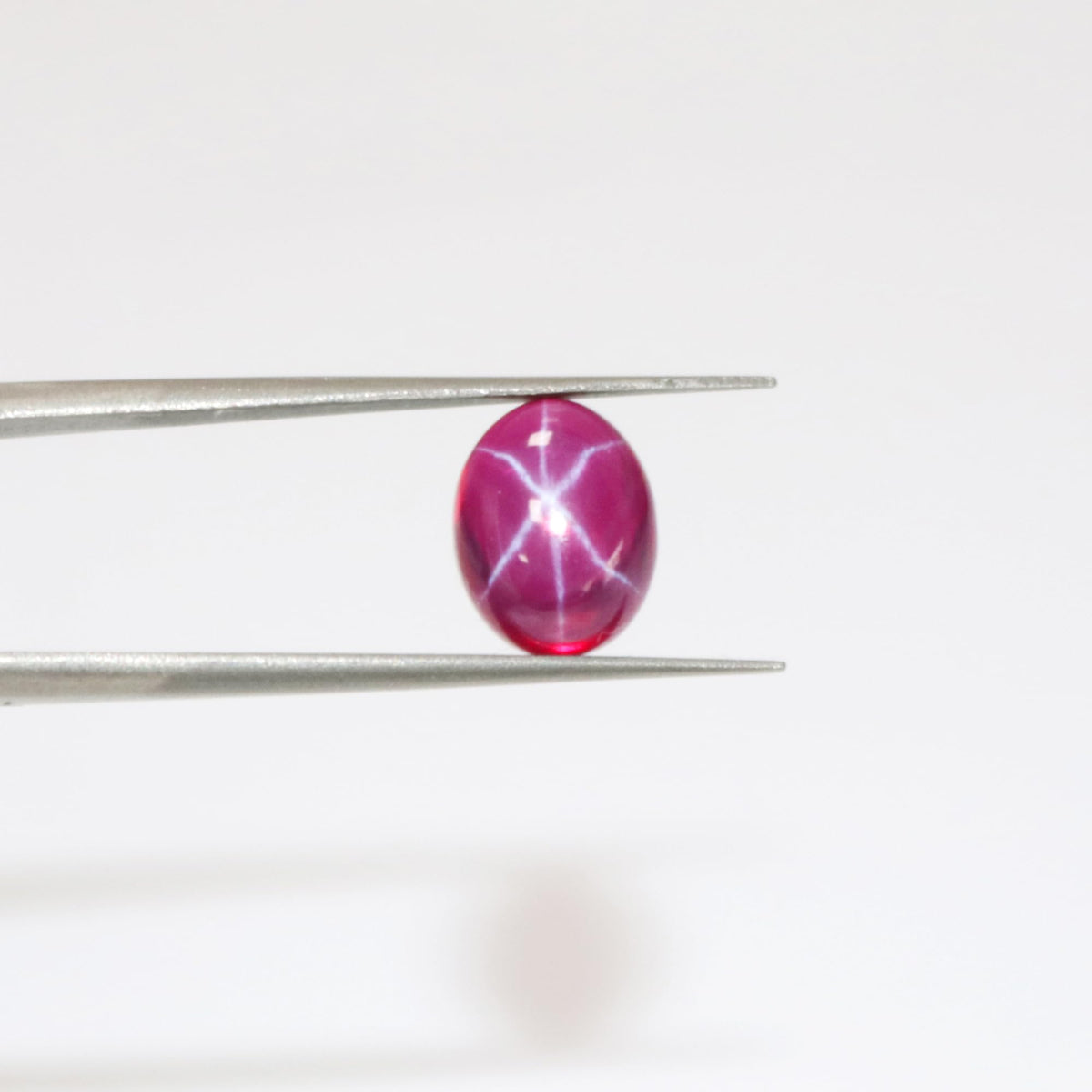 GEMHUB Natural Red Star Ruby 5.85 Carat Oval Cabochon Loose Gemstone with 6 Rays Certified Ruby Stone for Jewelry Making and Collection