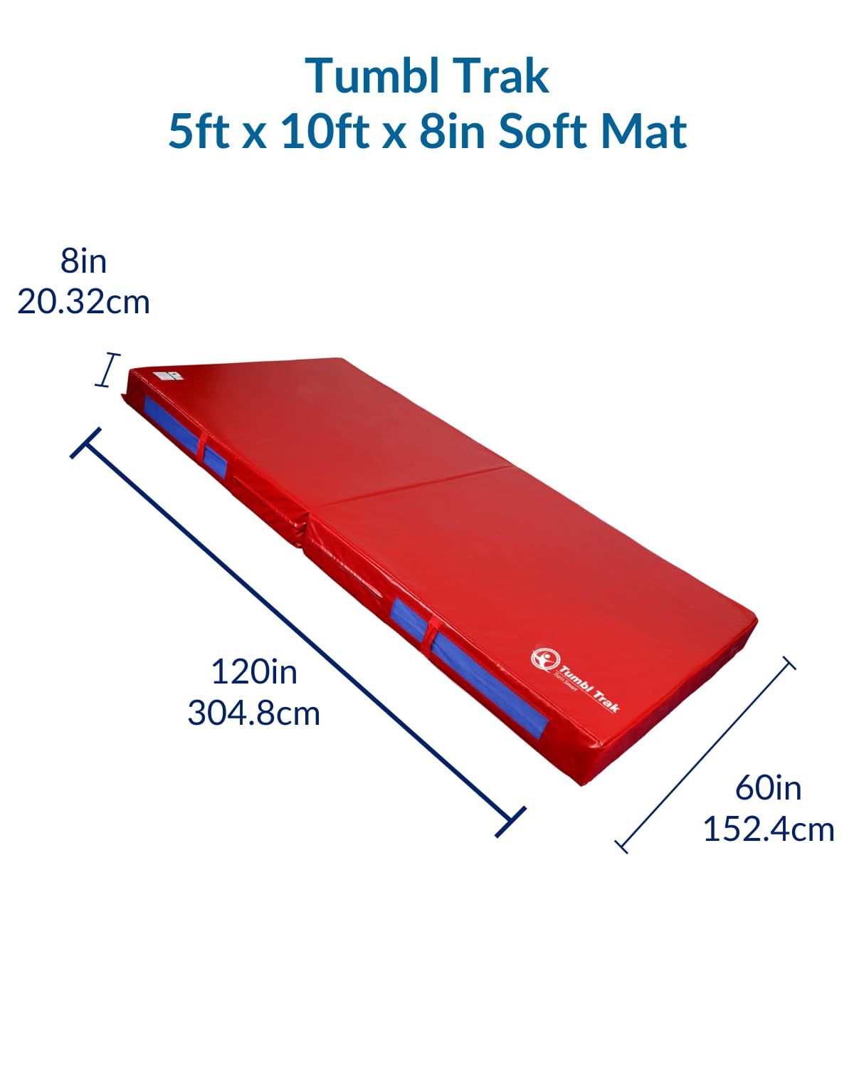 Tumbl Trak Soft Mat Crash Pad, 5ft x 10ft x 8in Single Density Foam Cushion for Gymnastics Tumbling Mat, Parkour, Cheer, Dance, Martial Arts and Kids Sensory Play