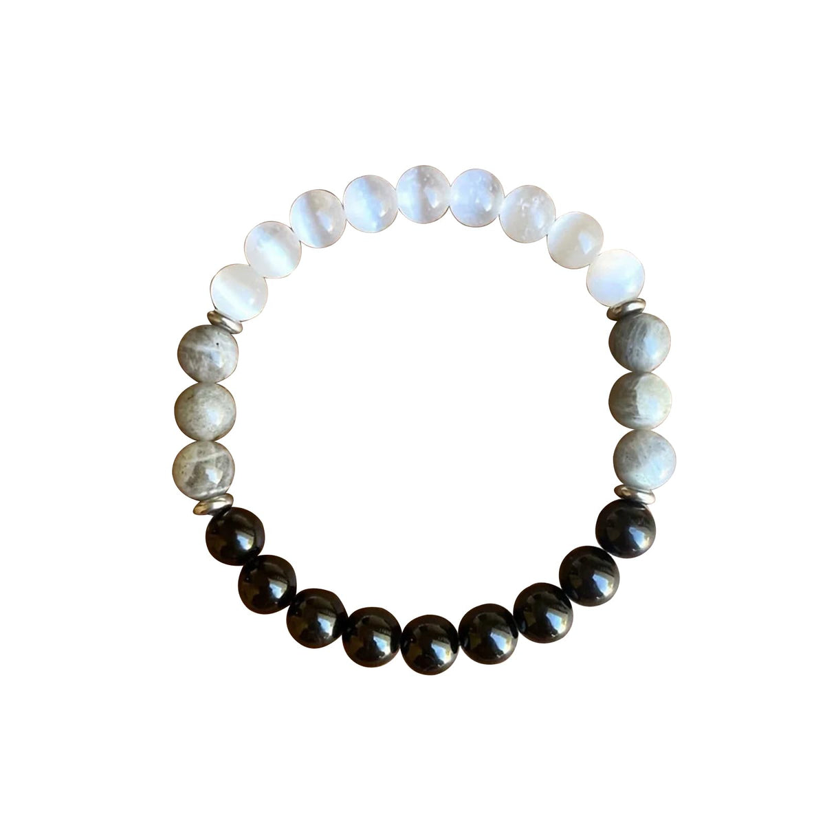 FYXOTI Natural Stone Wealth Money Bracelet Beaded Protection Bracelet for Women Adjustable Lucky Feng Shui Black Obsidian Handmade Jewelry Gift