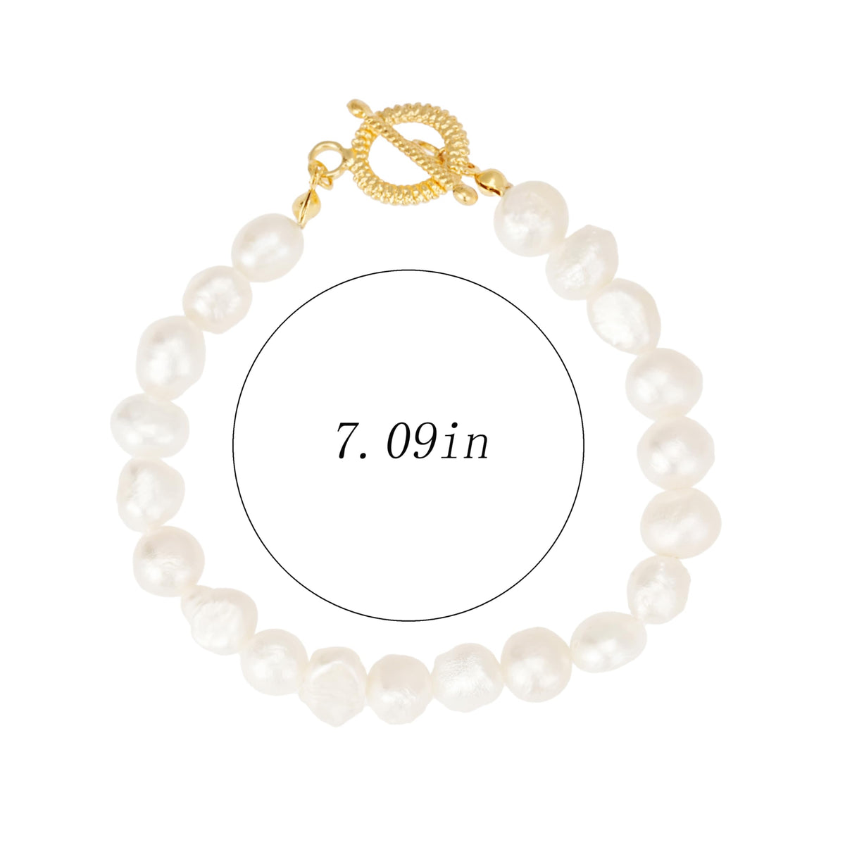 Sylph 7-8mm Pearl Bracelets for Women, Natural Freshwater Pearl Baroque Beaded Bracelet Beach Jewelry Bride Gifts for Wedding Birthday Anniversary, 6.5 Inch