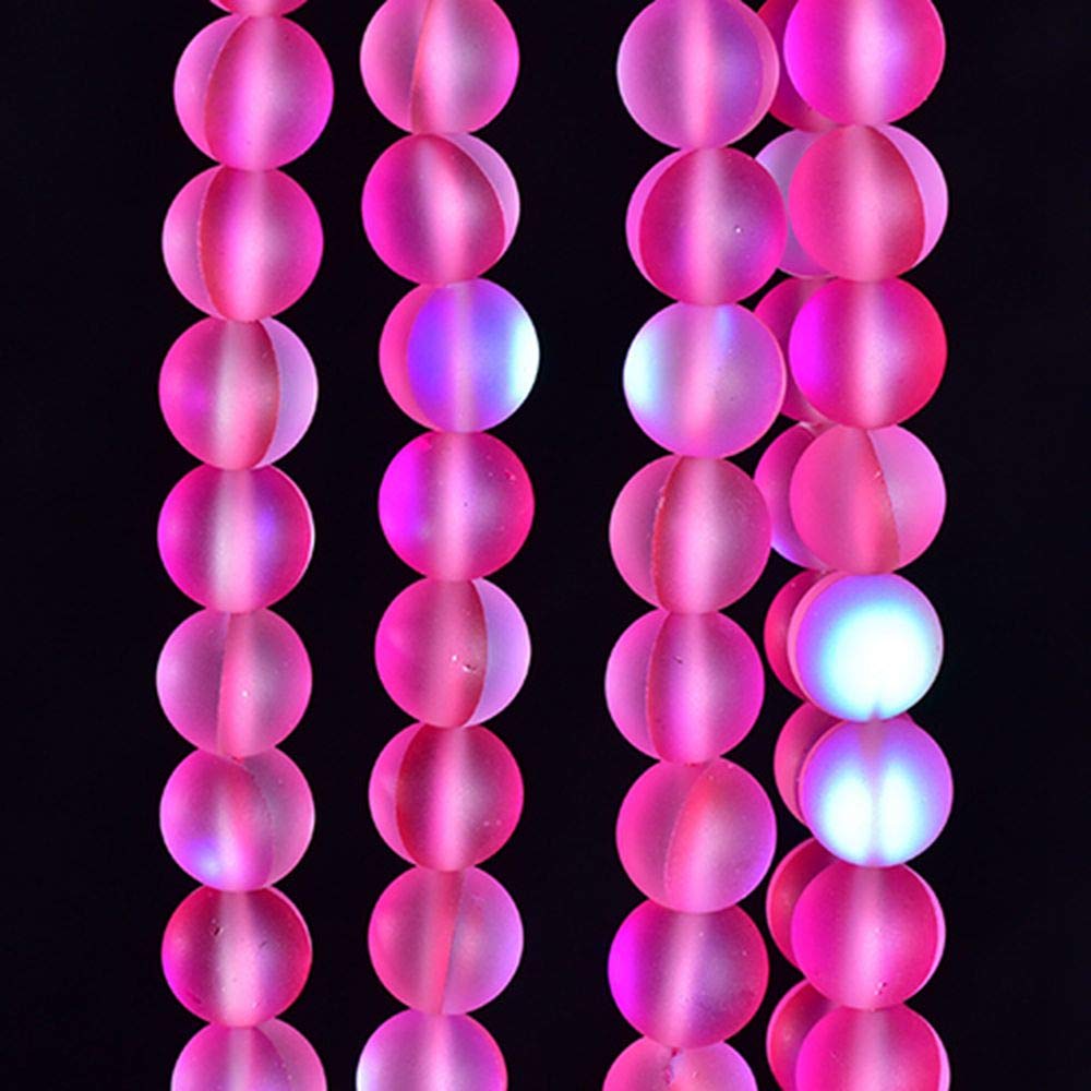 Asingeloo 48PCS 8mm Natural Pinkish Mystic Aura Quartz Gemstone Frosted Matte Titanium Round Loose Spacer Beads 15 inch Full Strand Crystal Healing Power Quartz
