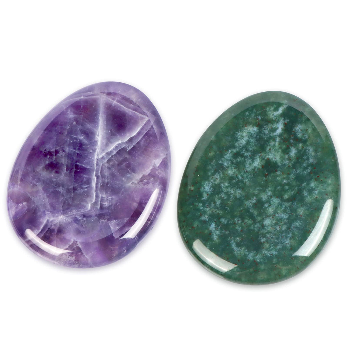 Artistone 1.5" Amethyst Moss Agate Crystal Thumb Worry Stone for Anxiety Chakra Crystals Palm Pocket Stone Healing Crystal for Stress, Meditation Reiki, Calming Stone Gifts
