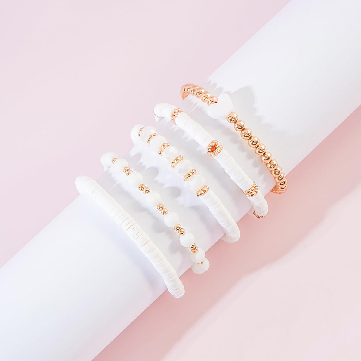 RISHEGAE Heishi Beaded Stretch Bracelets for Women Stackable Polymer Clay Beads Bracelets Friendship Boho Summer Beach Bracelet Jewelry Set