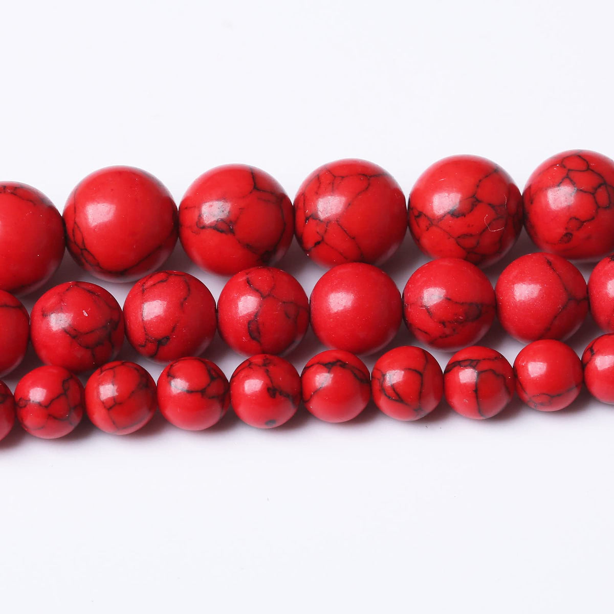32PCS 12MM Beads Red Turquoise Beads with Mother-of-Pearl Round Loose Beads Natural Gem Beads for Jewelry Making 15"