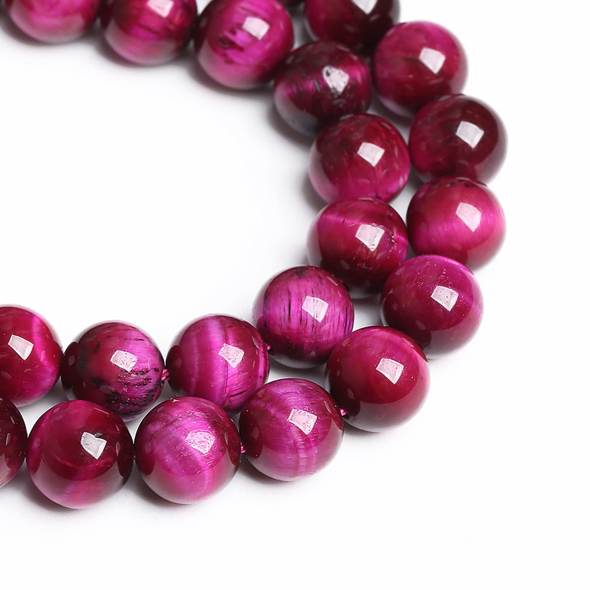 8mm 45PCS Natural Rose Pink Tiger Eye Stone Beads Crystal Spacer Round Loose Beads for Jewelry Making DIY Bracelet Accessories Strand 15 inches