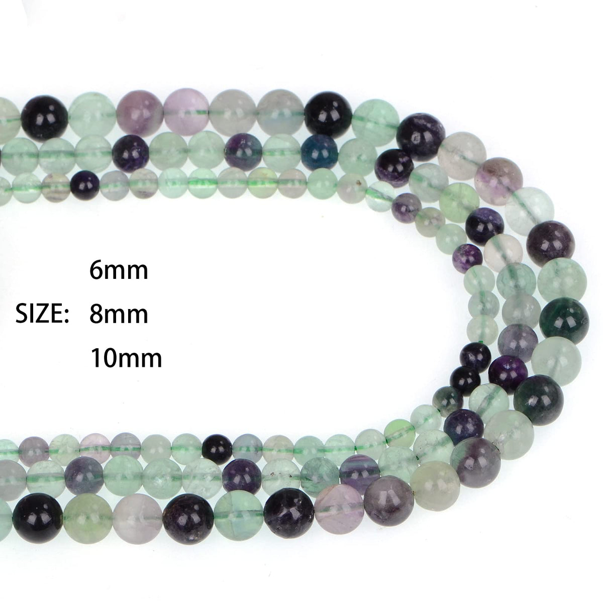 ICAI Beads 8mm Natural Fluorite Round Loose Stone Beads for Jewelry Making DIY Crafts Design 1 Strand 15" APPR.43-45pcs