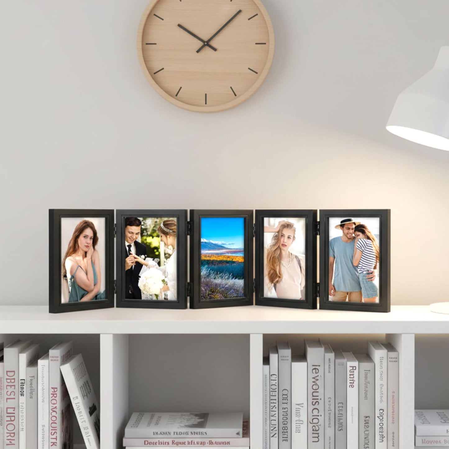 KongTiva 2 Sets 4x6in 5 Folding Accordion Picture Frame, Foldable Hinged Collage Photo Frames Acrylic Tabletop Display for Father's Day Birthday Anniversary