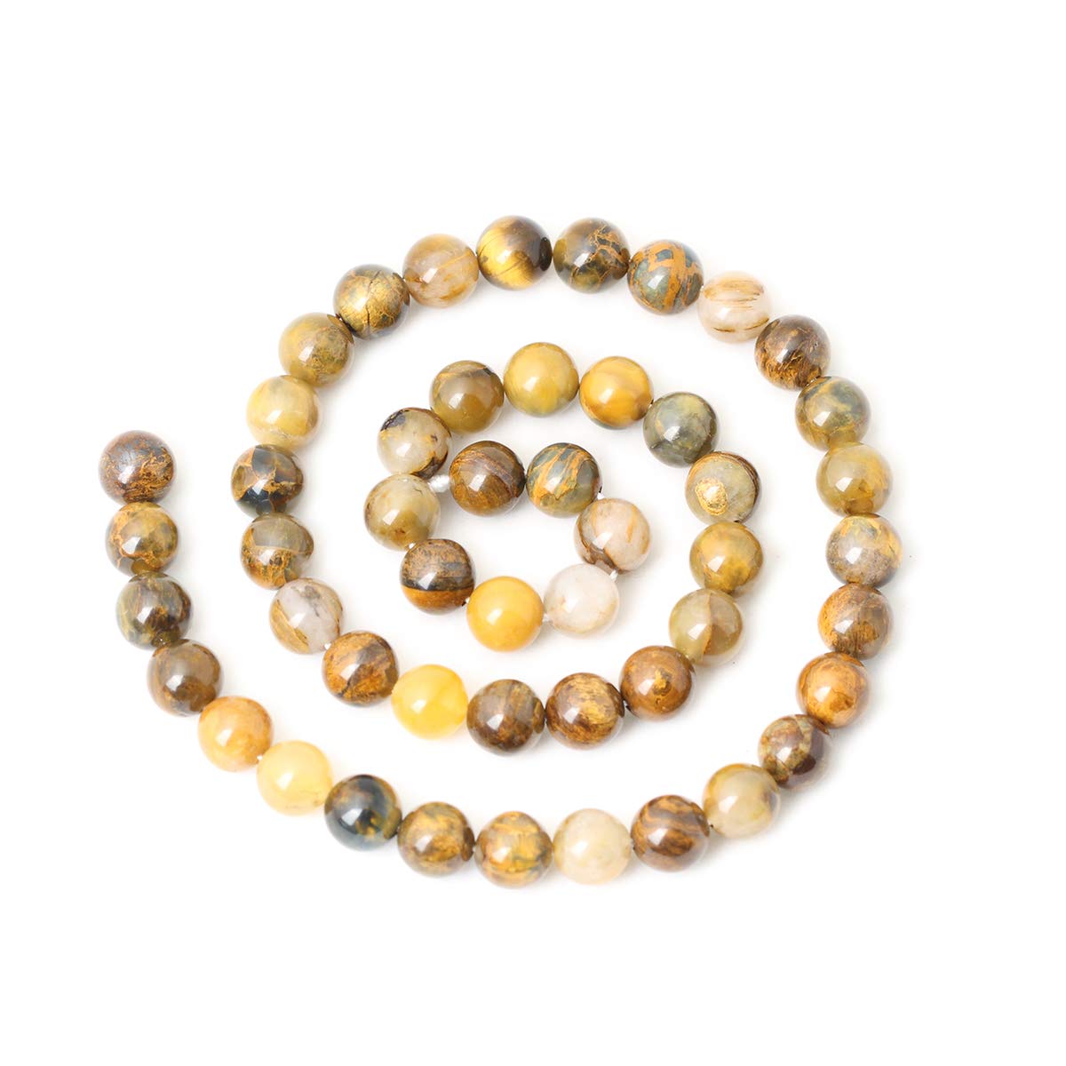 CHEAVIAN 45PCS 8mm Natural Golden Pietersite Gemstone Round Loose Beads Stone Beads for Jewelry Making DIY Findings 1 Strand 15"