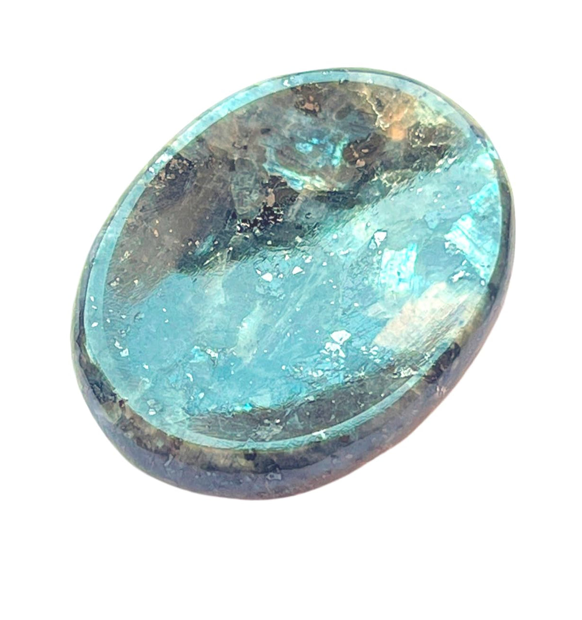 GEMSCITE Larvikite Thumb Worry Stones Metaphysical Gemstone Crystal Healing Reiki Men Women Gift Feng Shui Positive Energy Love Wellness Palm Stones Wicca Powerful
