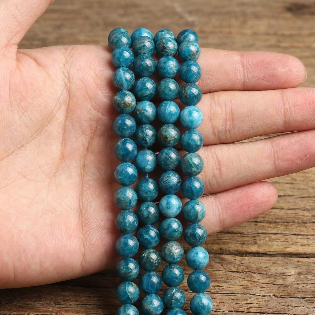 Yochus 60pcs Blue Apatite Stone Beads，6mm Healing Power Natural Stone Round Loose Beads for Jewelry Making Earring Necklace DIY Crafts