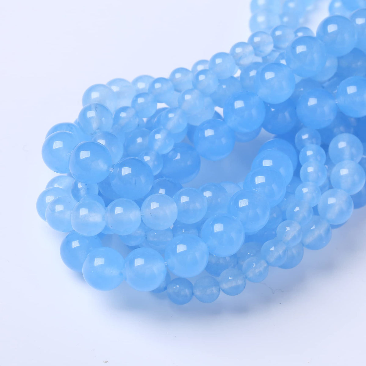 10MM Blue Chalcedony Round Loose Beads Natural Gem Beads Crystal Energy Stone Beads for Jewelry Making DIY Bracelet Necklace