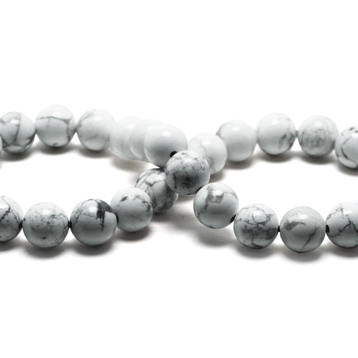 DIQIO Natural White Howlite Beads for Jewelry Making - Stone Beads Gemstone Beads for Bracelets, 6mm Round Loose Jasper Beads(58-60pcs, 6mm, White Howlite)