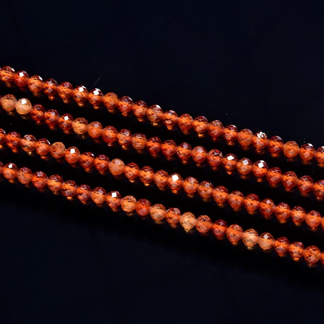Adabele 15 Inch Natural Orange Spessartite Garnet Healing Gemstone 4mm (0.16 Inch) Tiny Small Faceted Round Loose Beads Stone Spacer (90-100pcs) GK4-23