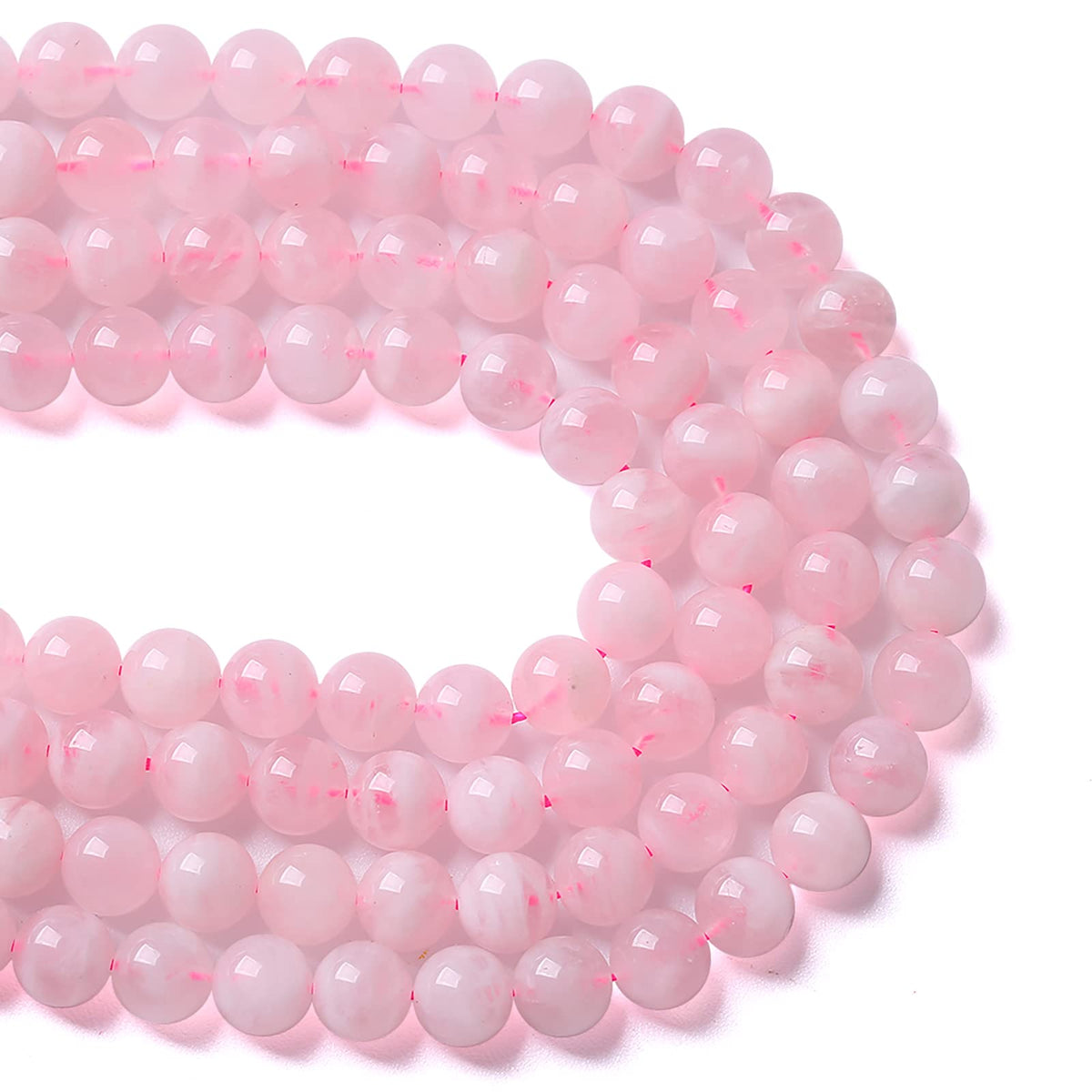 6MM 60PCS Natural Crystal Stone Madagascar Rose Quartz Gemstone Beads for Jewelry Making DIY Bracelet