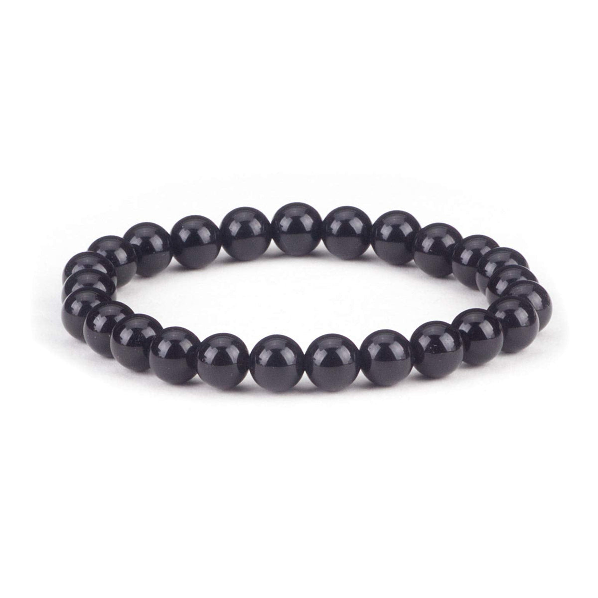 Cherry Tree Collection Black Obsidian Beaded Bracelet – Genuine 8mm Gemstone Stretch Bracelet for Men & Women – Handmade Crystal Bracelet - (Black Obsidian - M)