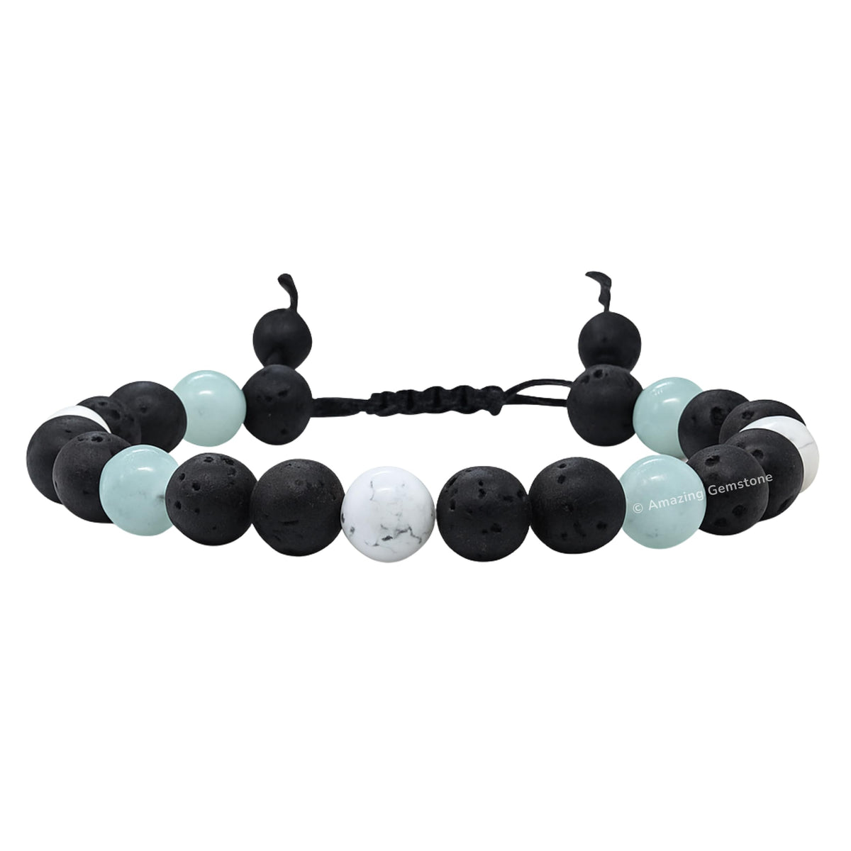Amazing Gemstone Anger Control Bracelet - Howlite Amazonite Lava Bracelet Set for Men Women Healing Calming Anxiety Stress Relief Gifts Pulseras Para Hombres Mujer Stocking Stuffers (Adjustable)