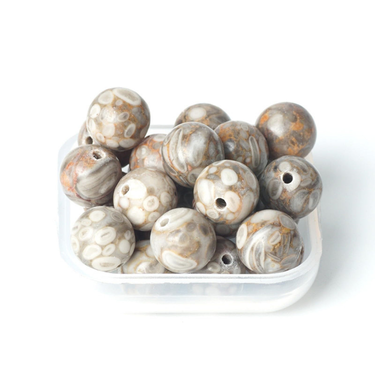 100Pcs Natural Stone 6mm Maifanite Round Loose Gemstone Energy Healing Beads Hole Size 1mm DIY Smooth Beads for Bracelet Necklace Earrings Jewelry Making