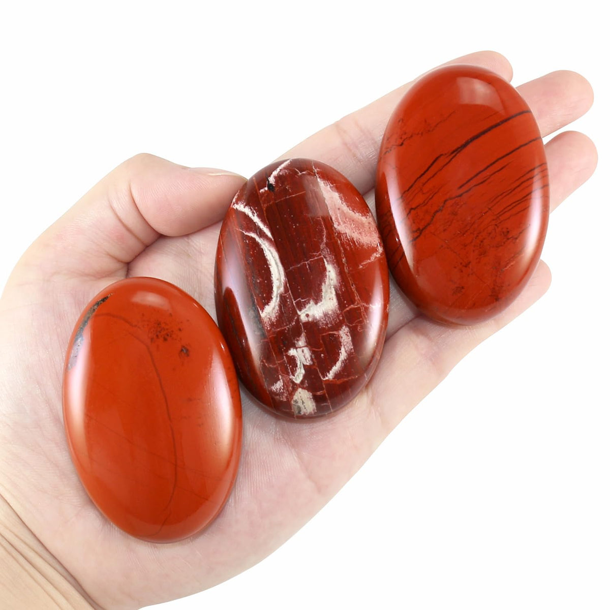 Nvzi Red Jasper Crystal Palm Stone, Worry Stones, Crystals and Healing Stones, Polished Rocks, Natural Gemstones, Chakra Stones for Healing Crystals Daily Use