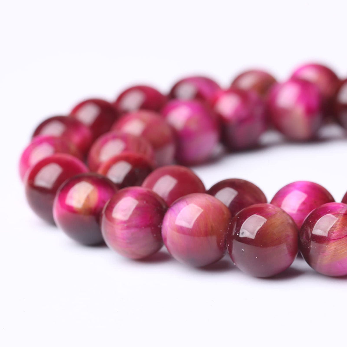 Natural Rose Red Tiger Eye Beads for Jewelry Making Round Loose Stone Beads Semi-Precious DIY Bracelet Necklace 8mm