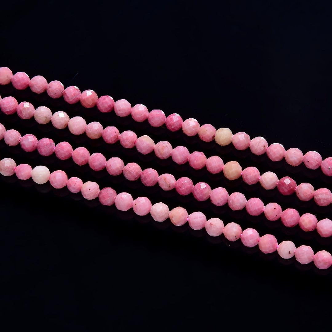 Adabele 30 Inch Natural Red Rhodochrosite Healing Gemstone 3mm (0.12 Inch) Tiny Small Faceted Round Loose Beads Stone Spacer (240-260pcs Total) for Craft Jewelry Making GK3-13