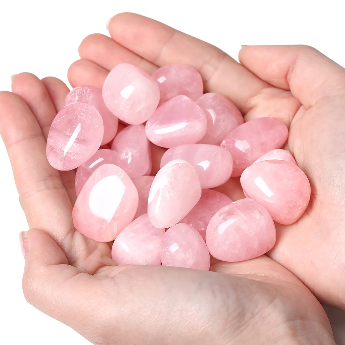 QINJIEJIE Rose Quartz Bulk Crystals Polished Stone 0.6-1" Brazilian Tumbled Stones Natural Reiki Healing Crystal for Succulents Plants Vase Filler Decoration 0.45 LBS