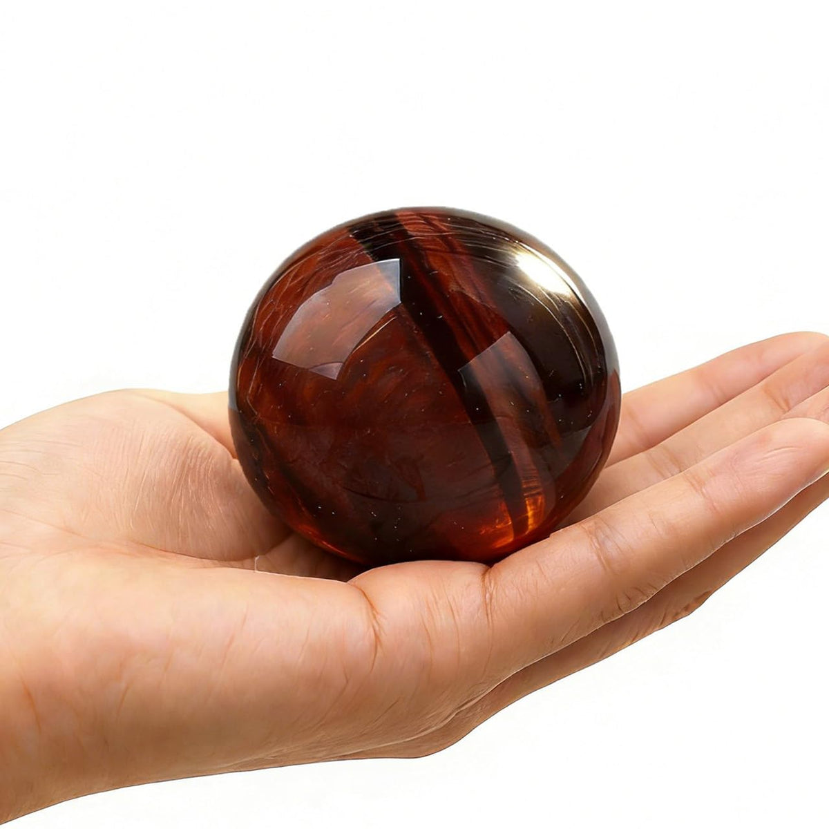 AierCrystal Natural Stone Crystal Sphere Feng Shui Home Decoration Ball Positive Energy Scrying Orb for Meditation Tool for Spiritual Space Purification Globe Diameter 5-6cm Red Tiger's Eye Sphere