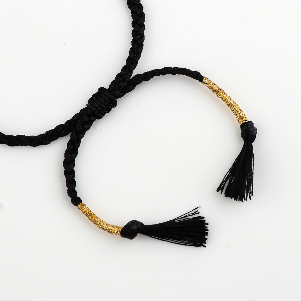 GEMSYMPHONY Black Rutilated Gemstone Beads Braided Bracelet – 3.5mm Natural Stone Beads, Handmade Adjustable Braided Rope Bracelet, Healing Crystal Jewelry for Men & Women, Unisex Boho Gift