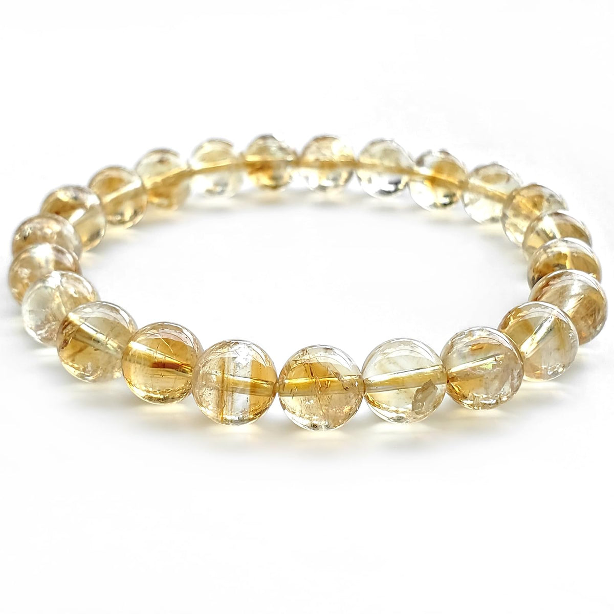 chengmu 8mm Citrine Stretch Bracelet Round Stone Beads for Crystal Elastic Beaded Bracelet 7.5"