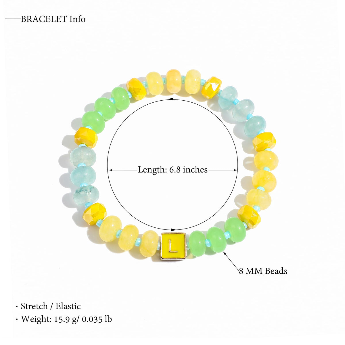 SLYAIH Colorful Beaded Initial Bracelets for Women Boho Crystal Beaded Elastic Stretch Bracelet A-Z Letter Bracelet Handmade Jewelry Gifts for Women