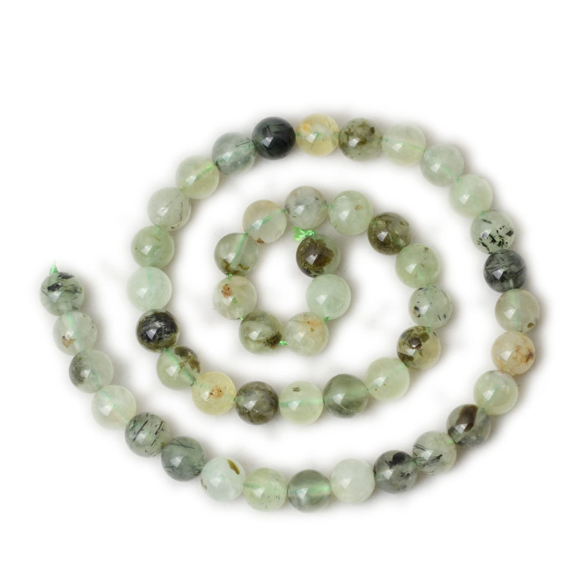 CHEAVIAN 45PCS 8mm Natural Prehnite Gemstone Smooth Surface Round Loose Beads for Jewelry Making 1 String 15 Inches