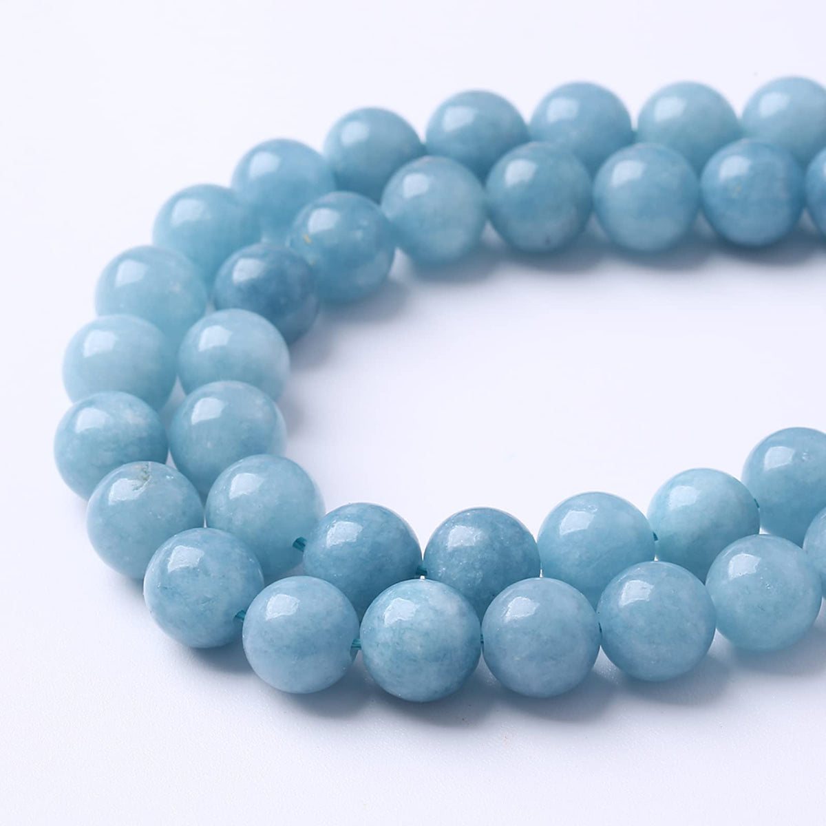 90PCS 8MM Blue Aquamarine Jade Loose Beads for Jewelry Making DIY Bracelet 2 Strands