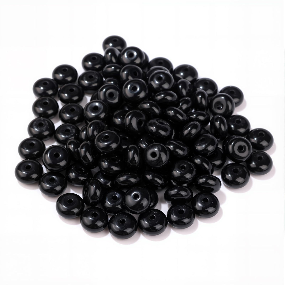 Raicegs 100pcs 5×8mm Rondelle Black Tourmaline Beads Natural Gemstone Beads Abacus Disk Stone Loose Beads for Jewelry Making DIY Bracelets Necklace