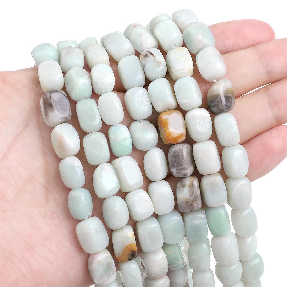 BEADIA Natural Amazonite Cuboid Stone Loose Semi Gemstone Beads for Jewelry Making 8mmx12mm 38cm/Strand