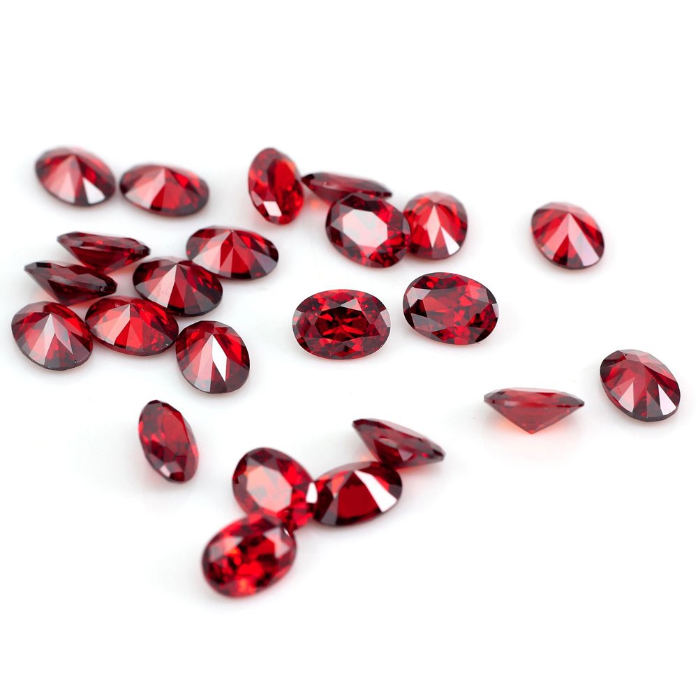 Ximimark 10Pcs Oval Shape Cut Red Mozambique Loose Gemstone 7x5mm