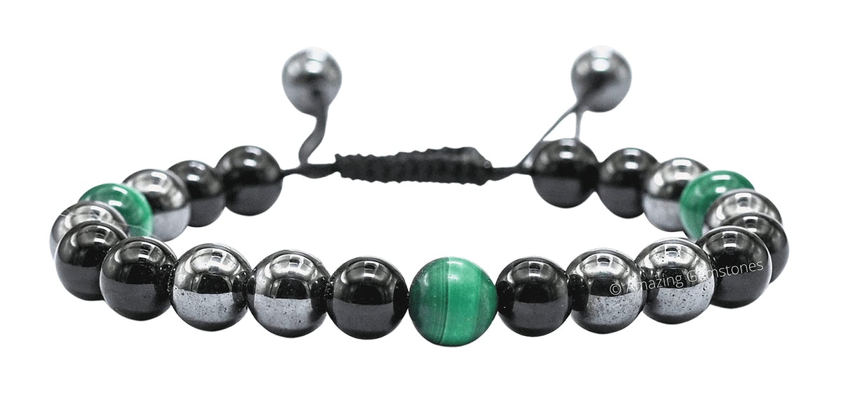 Amazing Gemstone Cancer Fighter Bracelets - Malachite Hematite Black Tourmaline Bracelet Set for Men Women Healing Crystal Gifts for Breast, Lung, Bowel, Prostate Cancer