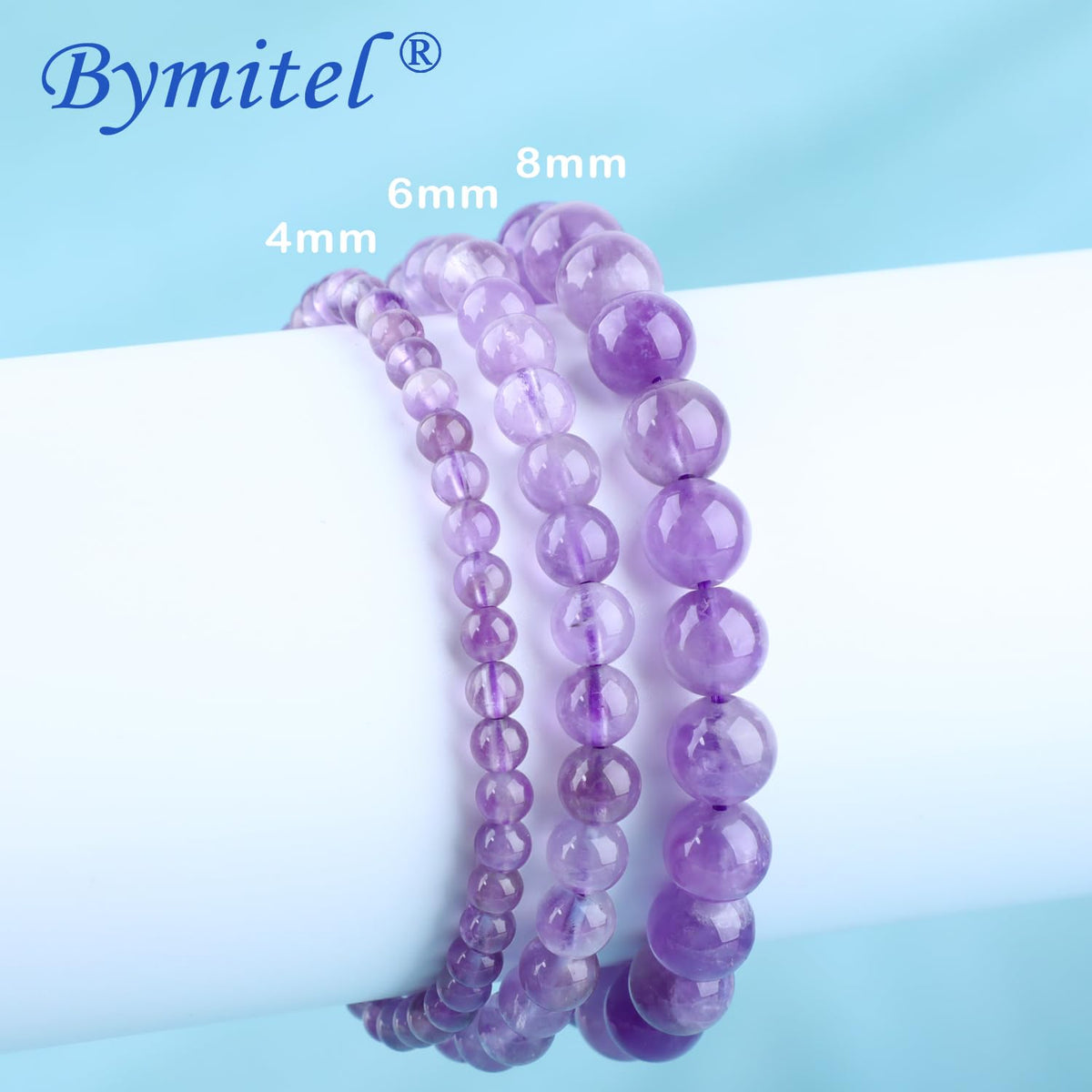 Bymitel 6mm Amethyst - Handmade Reiki Gemstone Stretch Bracelet, Natural Beauty & Spiritual Essence, Crystal Healing for Unisex Adults