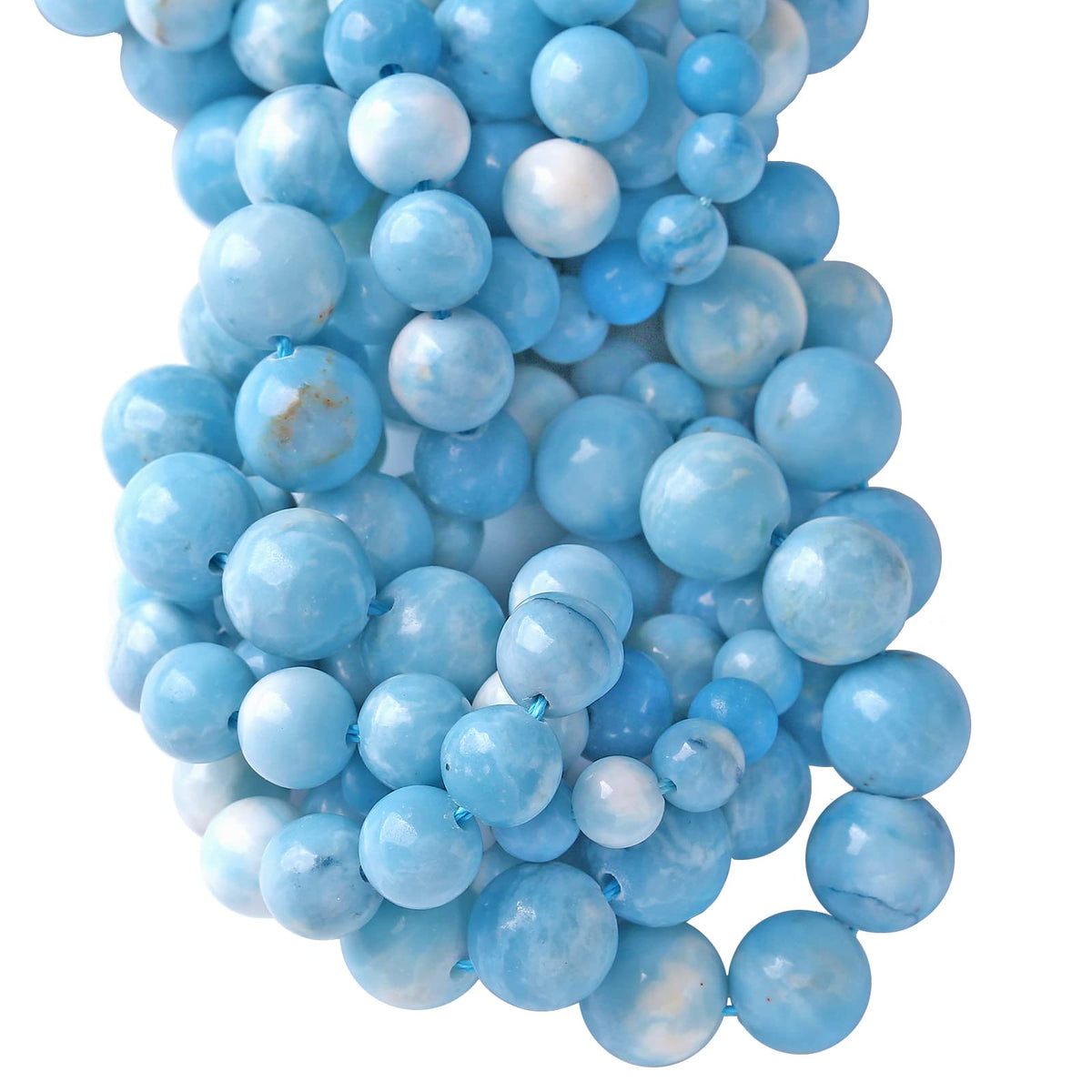 8MM 45PCS Natural Blue Larimar Gemstone Crystal Beads for Jewelry Making DIY Bracelet