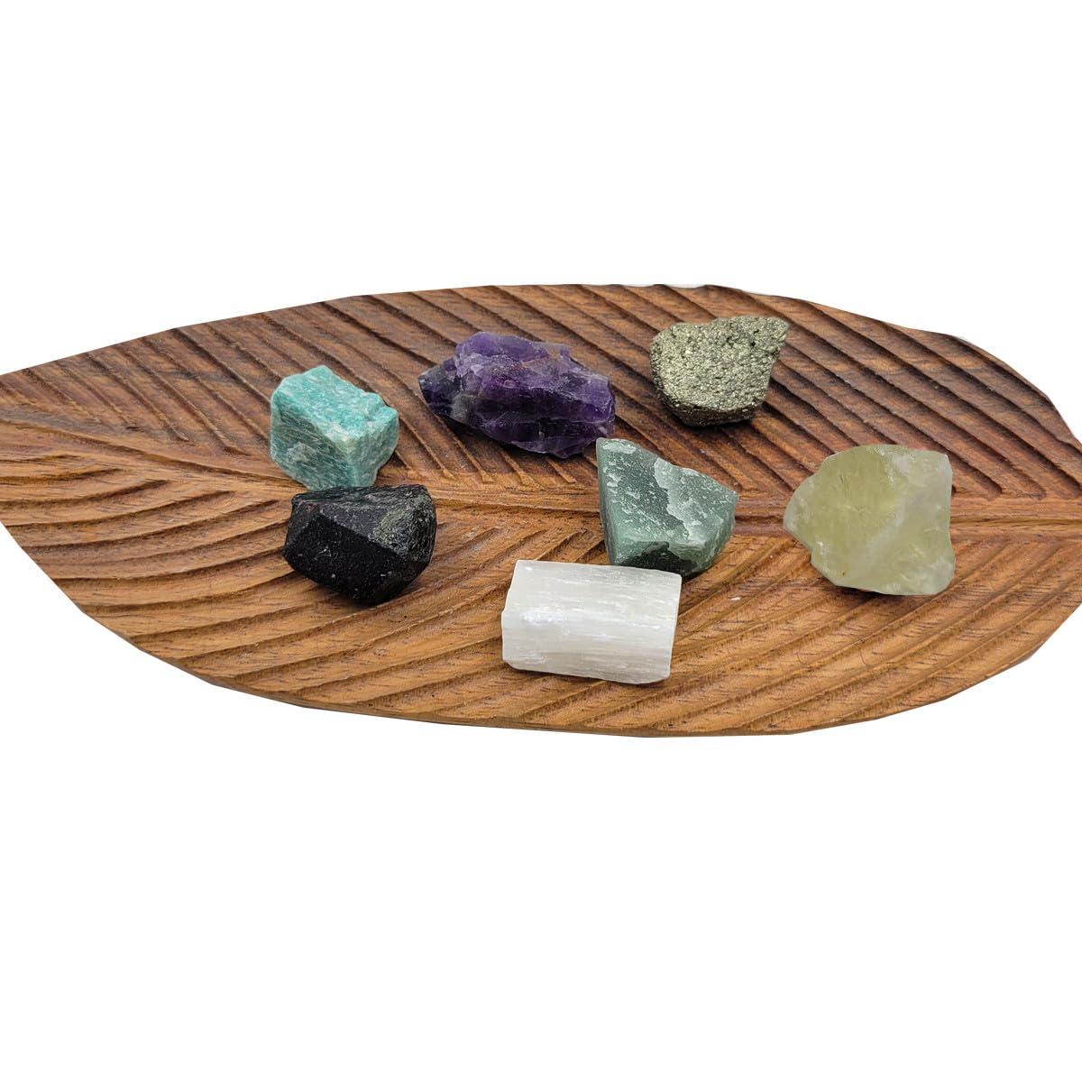 7Pcs Energy Crystals for Money and Success Manifestation Raw Crystals Set of Selenite,Green Aventurine,Citrine,Amazonite,Garnet,Pyrite,Amethyst (Crystals for Success and Money)