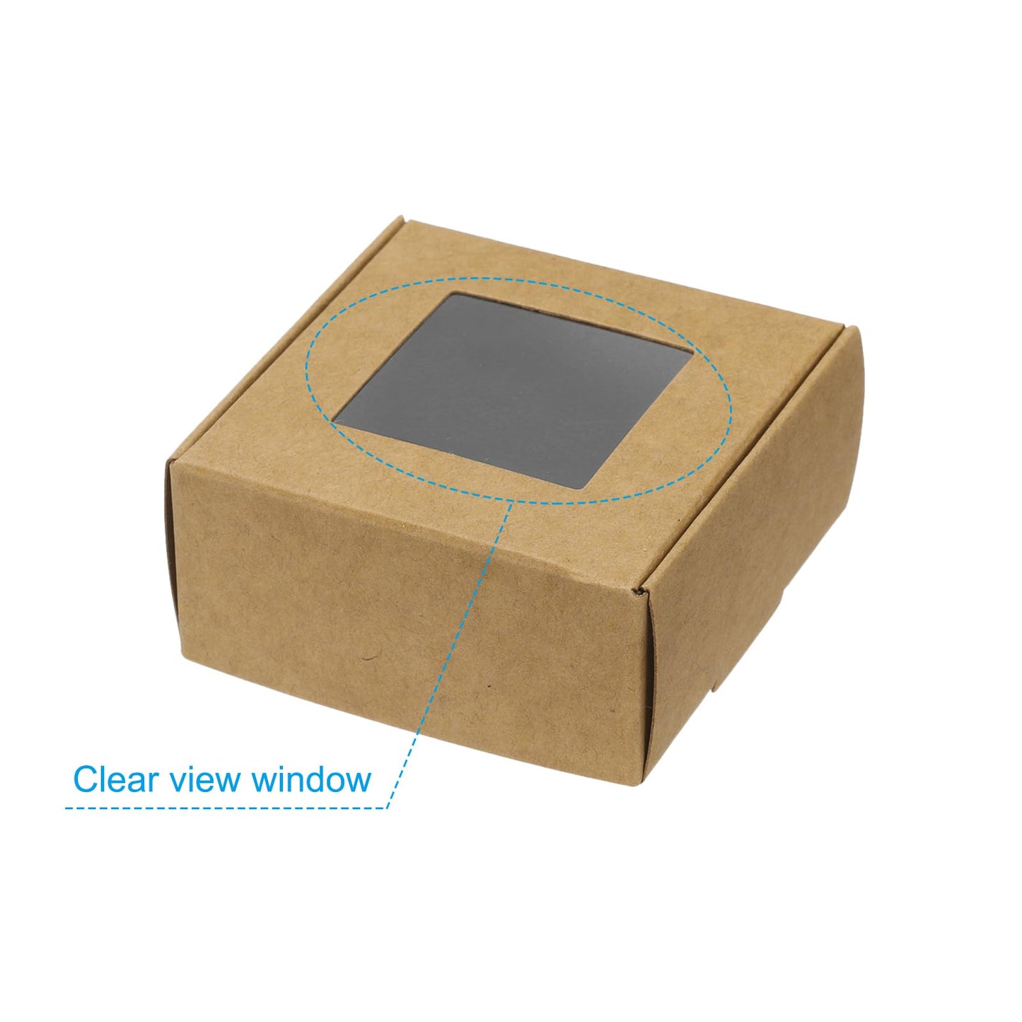 PATIKIL 3"x3"x1.6" Paper Soap Box with Window, 20 Pack Homemade Soap Boxes Square Presents Packaging Boxes for Birthday Christmas DIY Craft, Brown