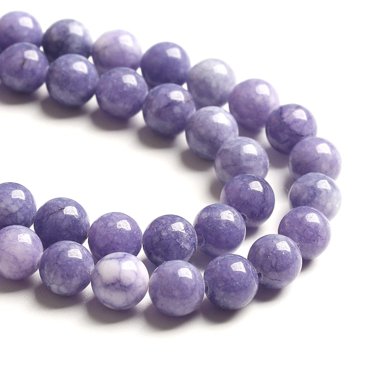 120PCS 6MM Lavender Purple Chalcedony Stone Loose Beads for Jewelry Making DIY Bracelet Necklace