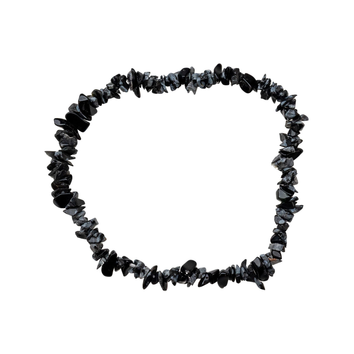 Natural Gemstone Bracelets, Chakra Crystal Healing Chip Stretch Bracelets, Gemstone Polished Irregular Crystals, Crystal Irregular Chips Beads Stretch Bracelets (Snowflake Obsidian)