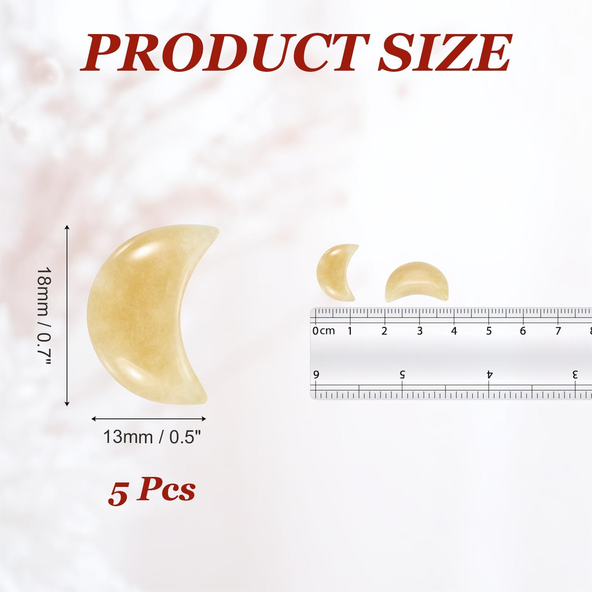 MECCANIXITY 5 Pcs Moon Crystal Worry Stone, 0.5 Inch Length Natural Topaz Moon Gemstone Bulk, Carved Pocket Stones for Meditation Balancing Pendant Decor