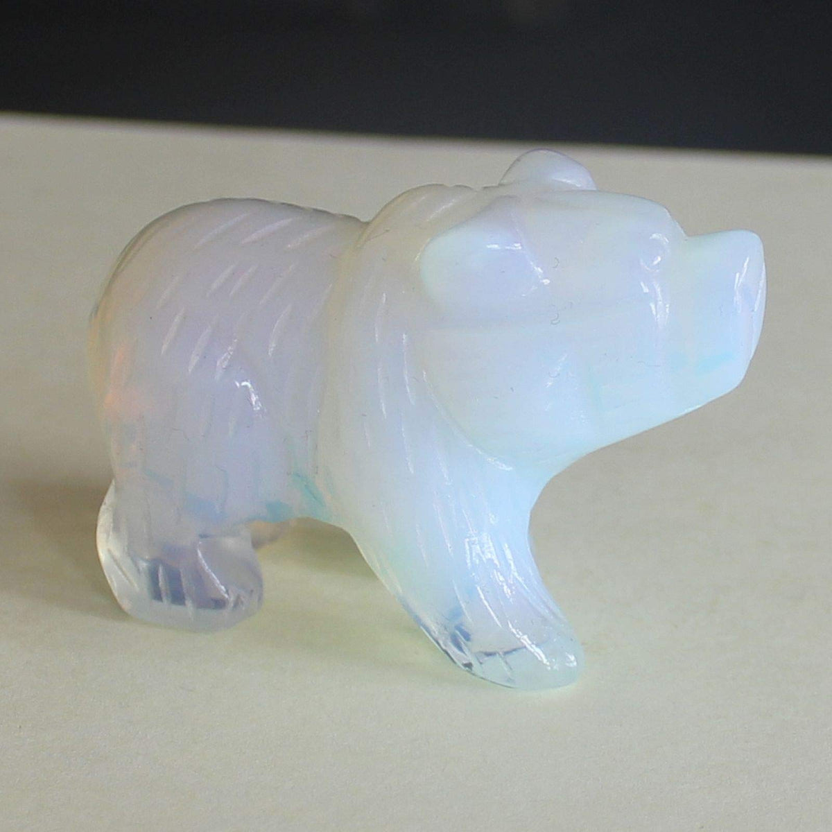 2'' Hand Carved Mixed gemstome Crystal Bear Figurine Animal Carving (White opalite)