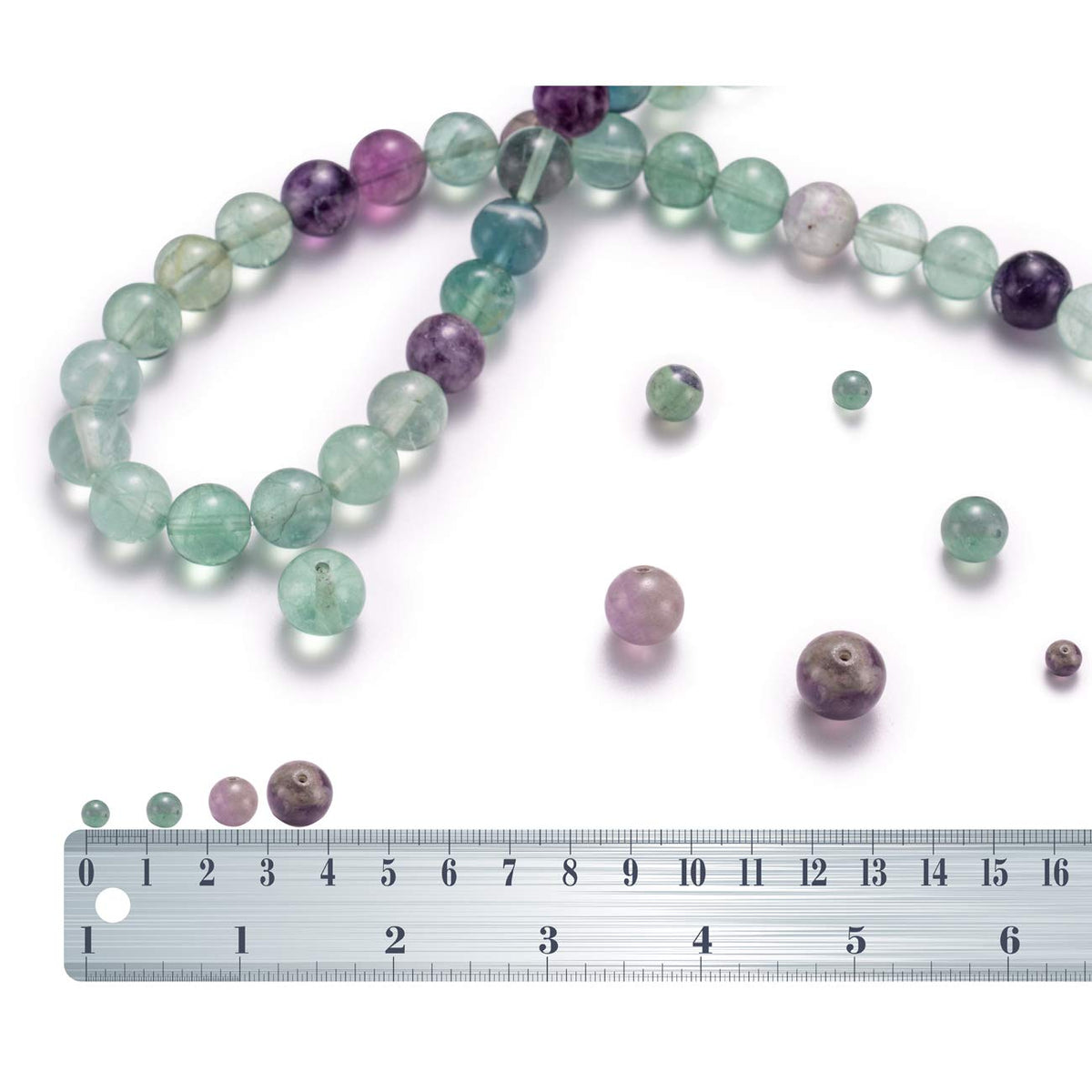 BEADIA Natural Fluorite Stone Round Loose Semi Gemstone Beads for Jewelry Making 6MM 61PCS